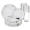 Smarty Had A Party White with Silver Vintage Rim Round Disposable Plastic Wedding Value Set, 720PK 860WHSVS120 - alternate 1